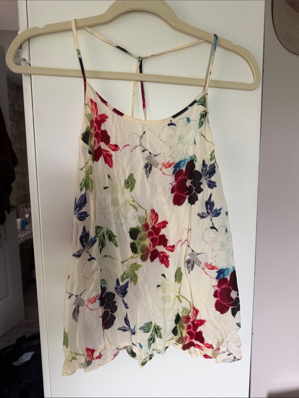Stetson Cream Floral Spaghetti-Strap Cami Top